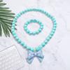 1 Set Princess Gift Necklace Bracelet Set Adorable Bow Candy Color Eco-friendly Bow Necklace for Girls