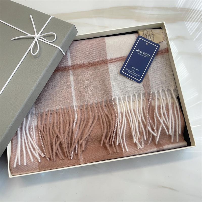 100% Wool Plaid Scarf for Women and Men - Warm, Stylish Gift for Winter