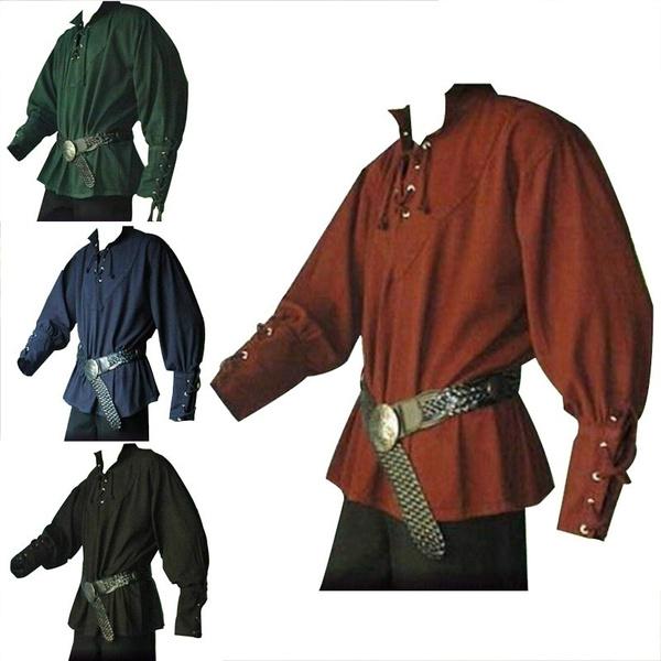 Высокое качествоНовый Ренессанс Арендодатель Рыцарь Топ без пояса Средневековый мужской костюм для косплея Повседневная рубашка пират