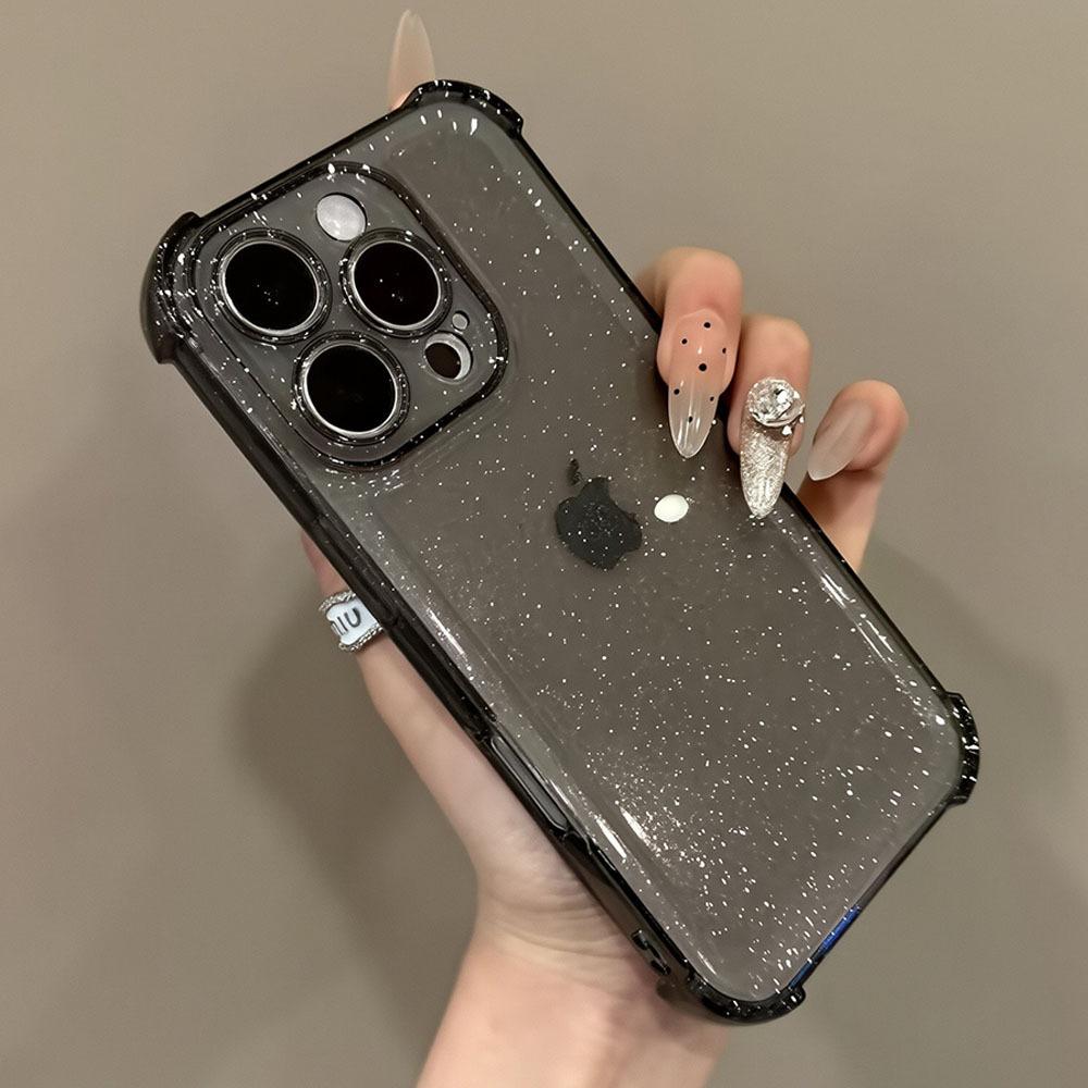 Роскошный прозрачный чехол с блестками для iPhone 11 12 13 14 15 16 17 Pro Max Plus X XS XR Max Силиконовый противоударный мягкий чехол с воздушной подушкой