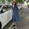 2023 Womens French Retro Long-Sleeve Platycodon Skirt Dress for Autumn/Winter