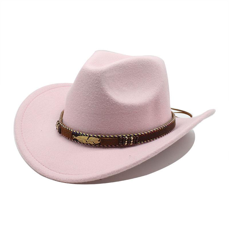 Tibetan Top Hat Minority Style Metal Feather Western Cowboy Top Hat Men And Women Couple Hat Felt Hat