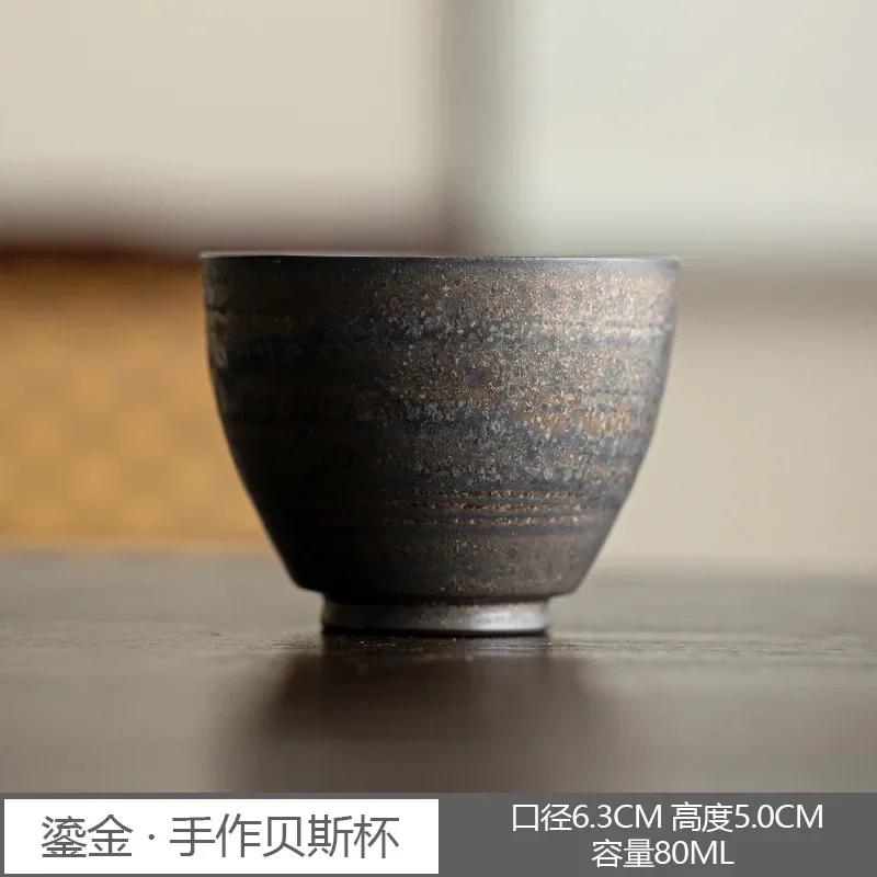 Gilded Glaze Tea Cup Handmade Eggshell China Master's Cup Tea Making Kung Fu Tea Cups Ceramic Japanese Kung Fu Teaware