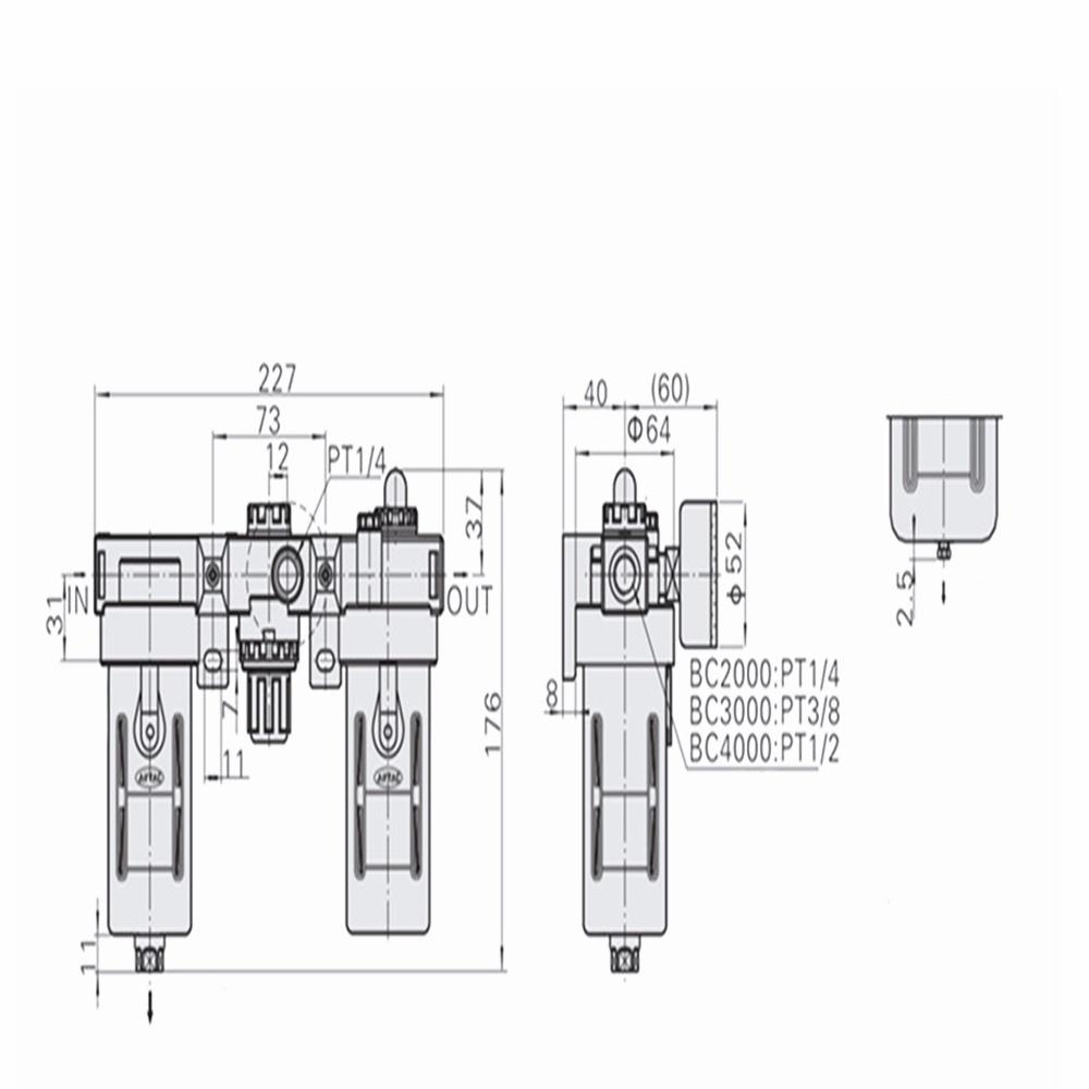 1 шт., высококачественный фильтрующий элемент из меди 1/4 "3/8" 1/2" фильтр-сепаратор масла и воды, процессор источника воздуха