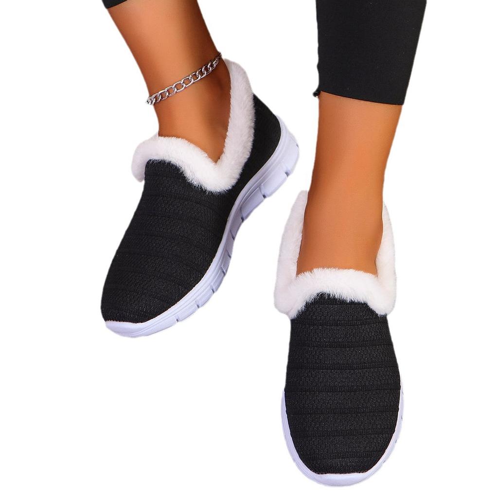 2024 осенние летающие плетеные туфли, дышащие женские туфли с одной педалью, ленивые хлопковые туфли, женские сетчатые повседневные теплые туфли на плоской подошве