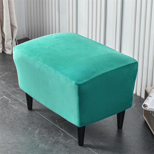 Velvet Rectangle Stretch Footrest Covers Elastic Ottoman Cover Spandex Stool Slipcover Ottoman Footstool Furniture Protector