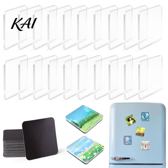 Magnetic Picture Holder 5/6/8/10/15/20/24 Sets DIY Acrylic Fridge Magnet Kit, Square Refrigerator Photo Display Magnets with Adhesive Backing,