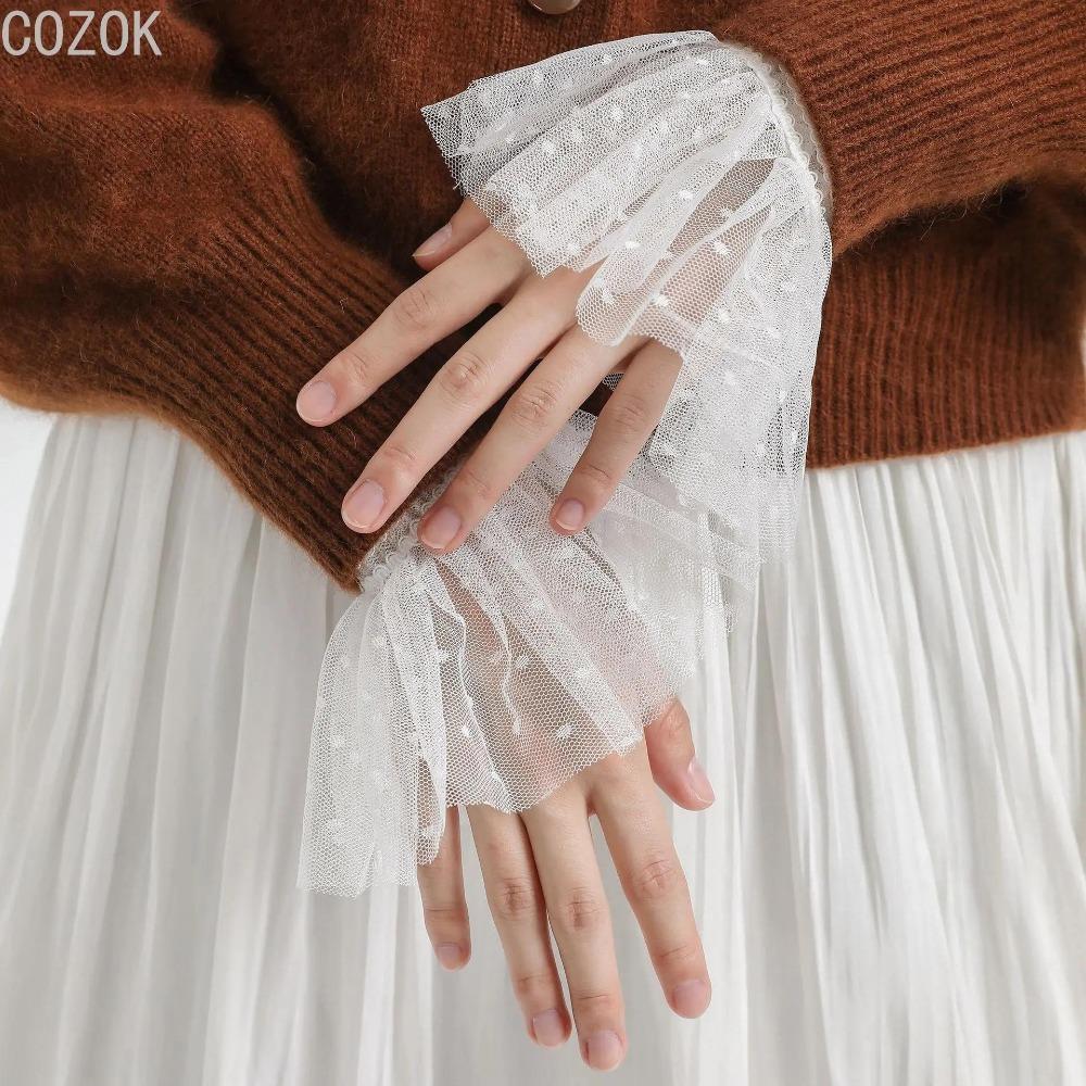 DIY Detachable Cuffs Cuff Extension Embroidery Lace Daisy Fake Sleeves Elastic Wild Wrist Pleated Organ Lolita Fake Sleeves