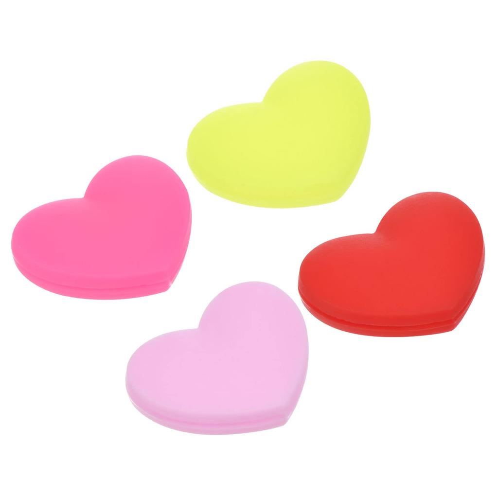 PATIKIL Tennis Vibration Damper 4 Pieces Heart Shaped Silicone Shock Absorber Racket String Damping for Tennis Racket Yellow Pale Pink Red Pink