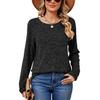 Spring Autumn Solid Top for Women Round Neck Loose Long Sleeve T-shirt