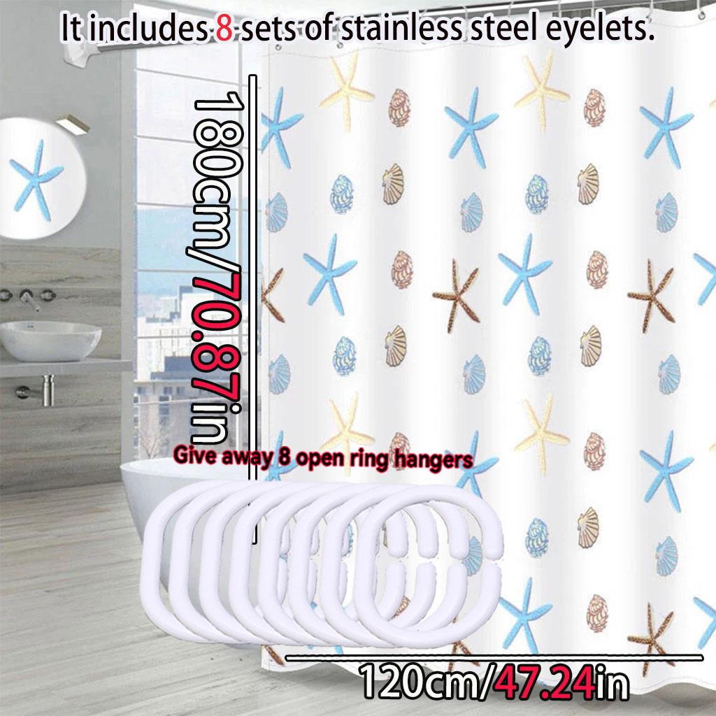 Cartoon Pattern Starfish Bathroom Shower Curtain Bathroom Partition Curtain Light Opaque Waterproof Material Bathroom More Refre