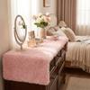 Fluffy Faux Fur Table Runner Shaggy Fluffy Plush Desk Mat Plush Tablecloth Runner  Vanity Dresser