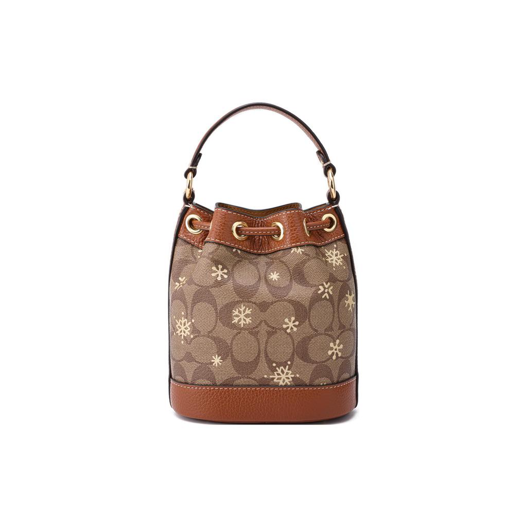 New COACH Dempsey With Cow Leather Bucket Bag, Handbag, Shoulder Bag, Crossbody Bag Mini Women's Brown CE587-IMV2X