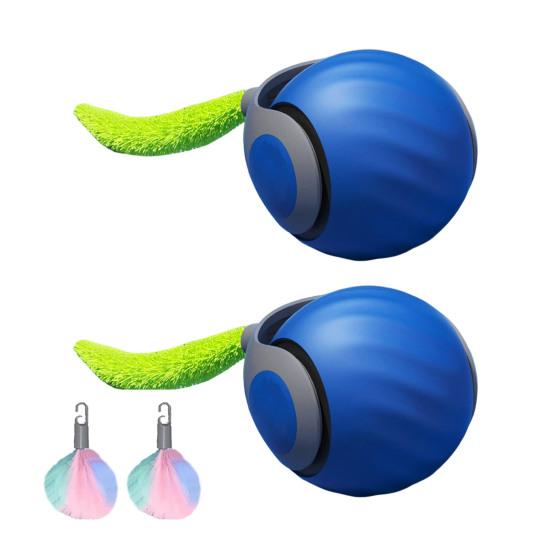 2 шт. Интерактивная игрушка-мяч для кошек, перезаряжаемая через USB, катящийся мяч, два режима скорости, автоматически движущийся умный мяч, игрушка для кошек