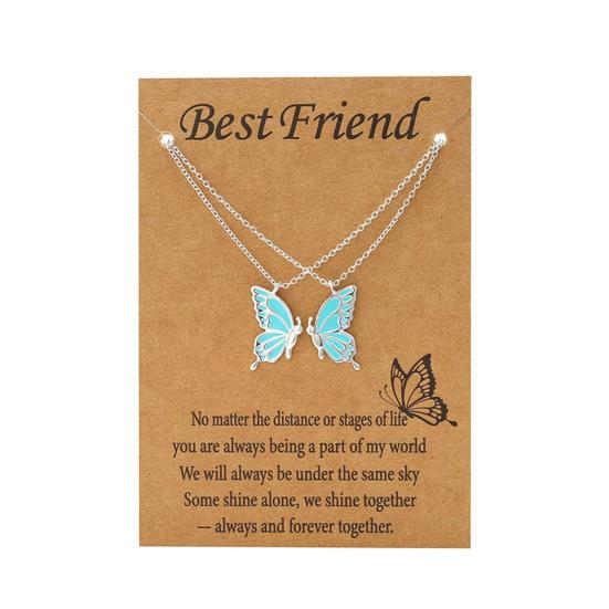 2Pcs/Set Friendship Necklace Meaningful Bright Luster All Match Adjustable Extension Chain Decoration Gift Best