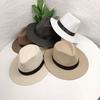Band Decor Flat Dome Straw Hat Folding Thin Non-stuffy Anti-UV Men Big Brim Sunscreen Jazz Hat Fashion Accessories