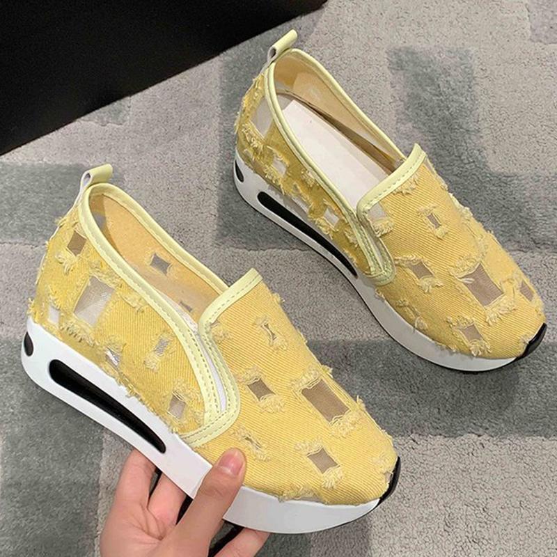 Fashion 2025 Breathable Hollow Out Sports Shoes Women Plus Size Platform Sneakers Woman Concise Slip On Walking Casual Shoes Ladies