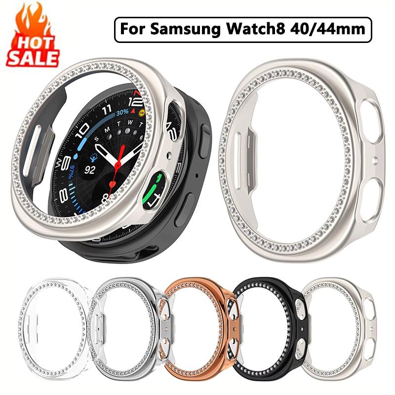 Алмазный Чехол для Samsung Galaxy Watch 8 40 мм Полый Защитный Корпус Аксессуары для смарт-часов galaxy watch 8 44 мм Защитная Накладка-Бампер