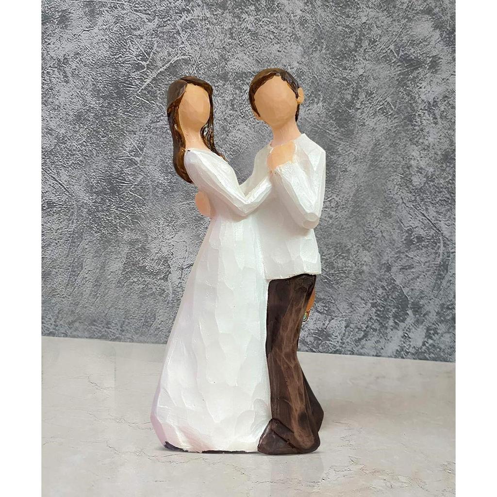Romantic Couple Statue | Beautiful Resin Home Decor (Pack of 1, White and Brown Color)