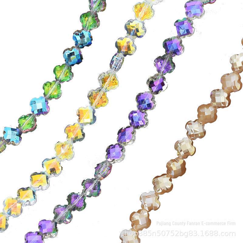 Гальванизированные хрустальные бусины в форме четырехлистного клевера для создания украшений и аксессуаров для волос своими руками.