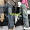 Модные джинсовые брюки широкого кроя для девочек - корейский стиль для весны и осени