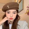 Новый Берет Коричневый Медведь Женский Осенне-Зимний Шерстяной Универсальный Подчеркивающий Лицо и Маленький Темперамент Зимняя Шляпа Художника