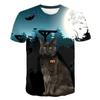 Summer Round Neck 3D Print Mysterious Cat Pattern Top Fashionable Casual Short Sleeved Men's T-shirts