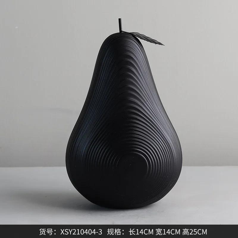 High-end Line Apple Pear resin Crafts Black White Decoration Creative Living Room Countertops Fruit Sculpture Home Decor Gift