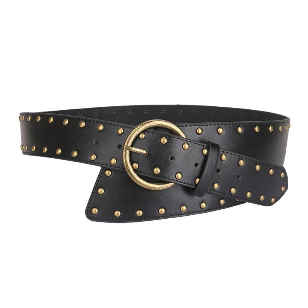 Пояс из ПУ кожи с металлическими заклепками, регулируемый корсет на талию, готический широкий кушак, наряды