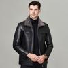 Куртка из натуральной кожи для мужчин на осень и зиму плюс бархатный наряд для папы среднего возраста, цельнокроеная кожаная куртка из натуральной кожи с мехом