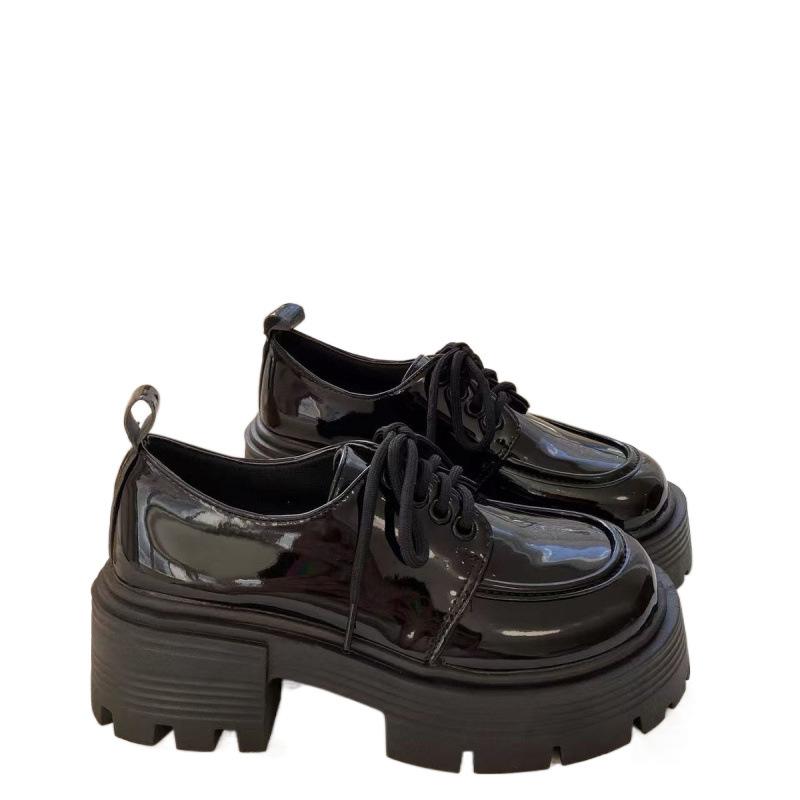 Черные мужские туфли на толстой подошве со шнуровкой, небольшие кожаные туфли для женщин, универсальные, ретро, британский стиль