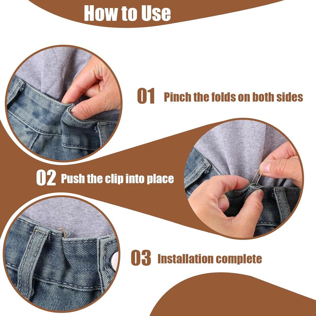 30pcs Pant Waist Tightener Metal Clips for Loose Jeans, Reble Waist Cincher Clip, Adjustable Pant Clips for Waists Tightener, No Sewing Required