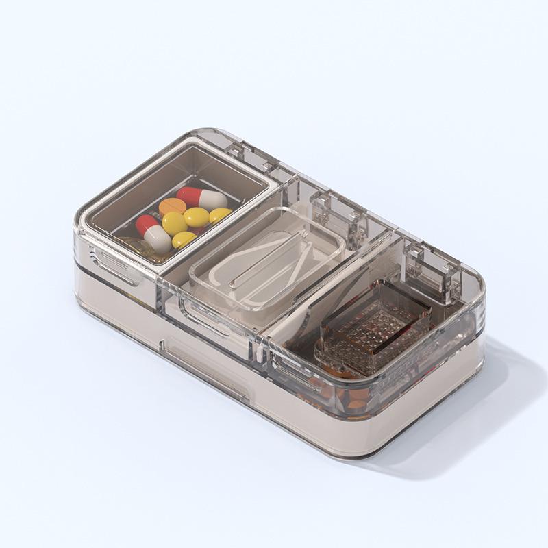 Portable Pill Cutter & Grinder: Compact Medication Box for Splitting, Grinding, and Dispensing Small Pills On-the-Go