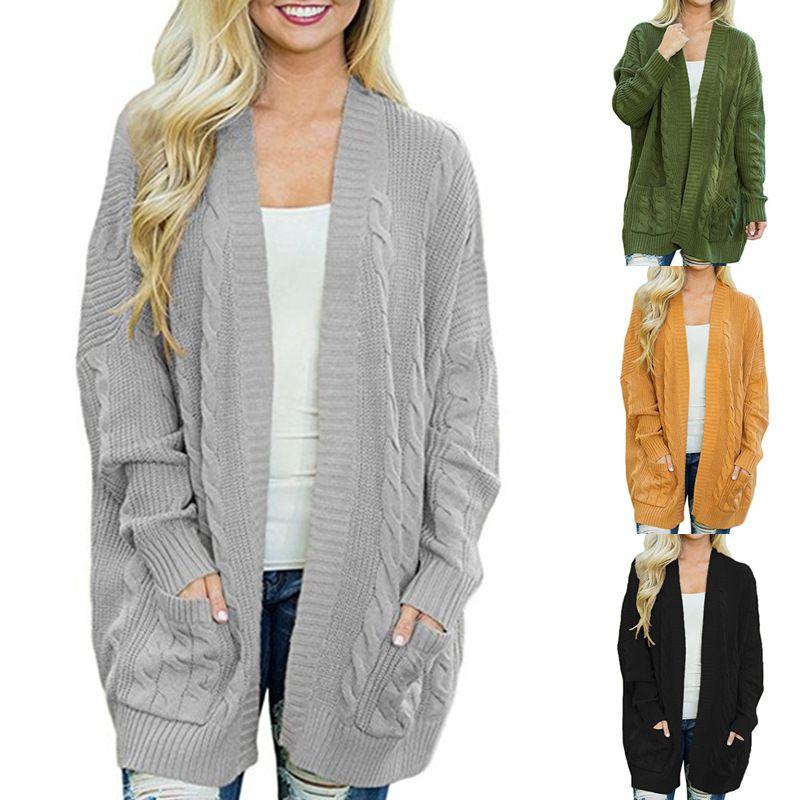 Warm And Chunky Knit Women Cardigan Sleeve Casual Sweater Outwear