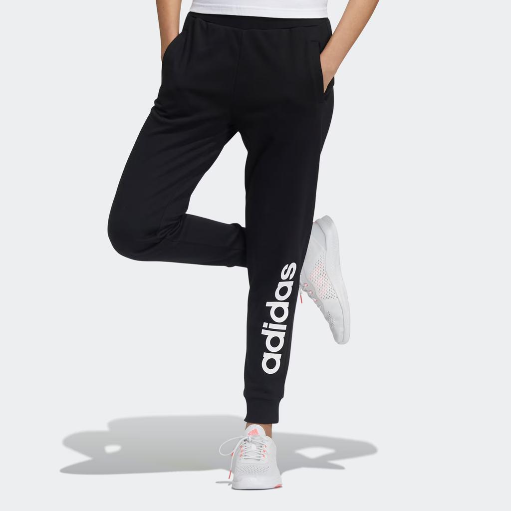 Adidas Neo Solid Color Logo Pattern Pocket Cuffed Knit Sports Pants Women Pants Black GP7125