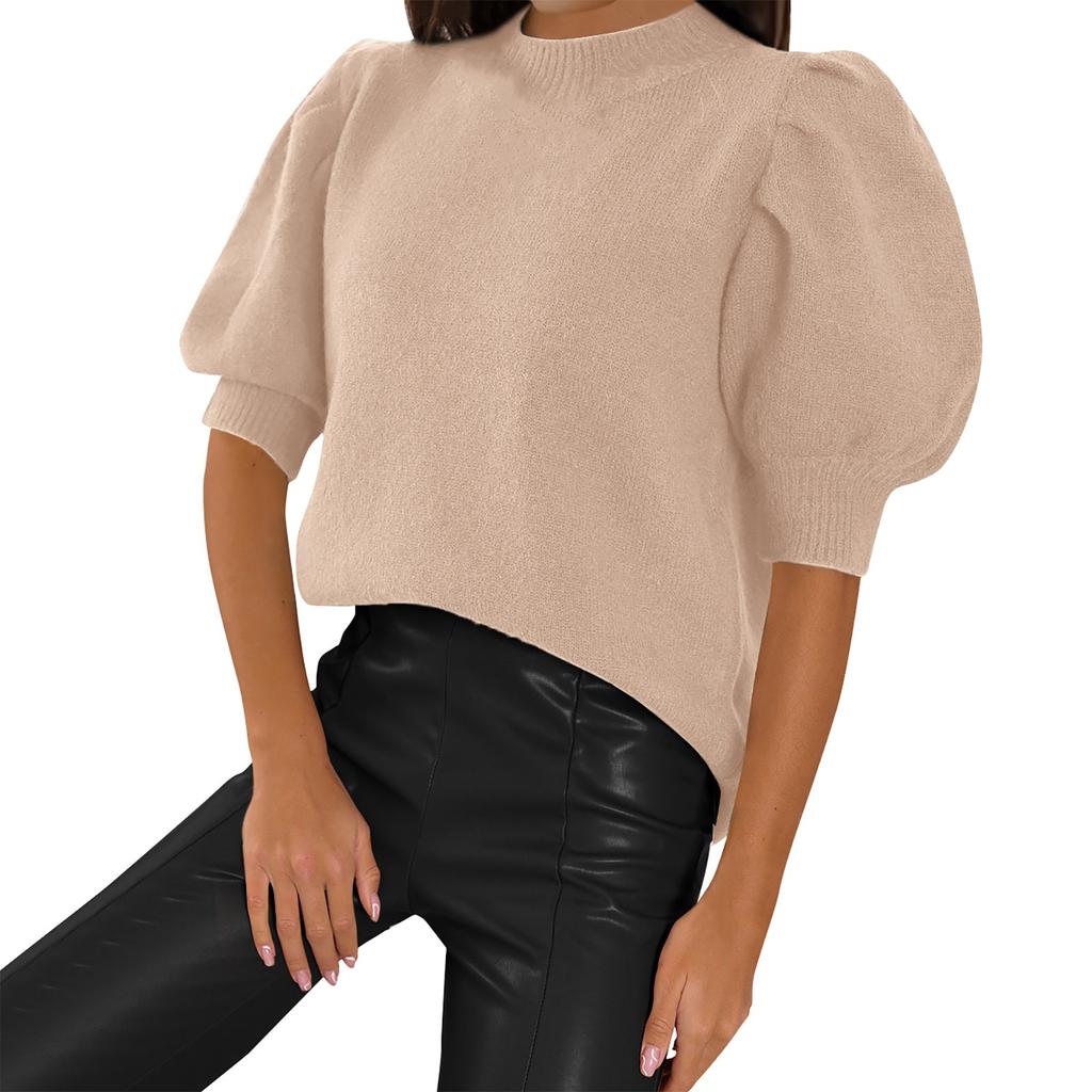 Женские объемные вязаные свитера с короткими рукавами, топы, повседневные пуловеры, рубашки