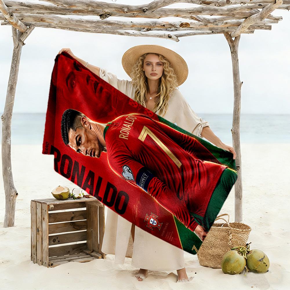 Ronaldo's Portugal Jersey Beach Towel Super Soft & Absorbent Comfortable Lightweight Suitable for Swimming, Gym, Camping, Yoga Vacation