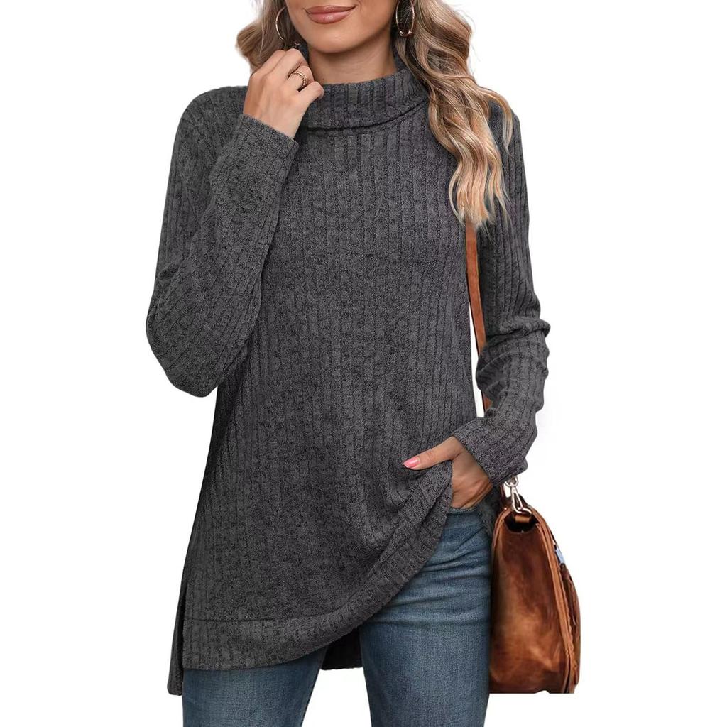Autumn Winter Warm Thick Cold Resistant Women Sweaters Loose Knitted Turtleneck Ladies Pullovers Striped Soft Long Sleeved Jumpers