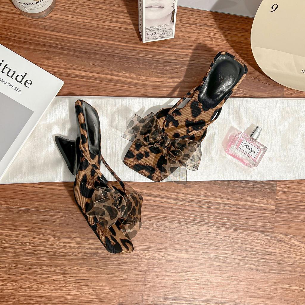 2025 Summer New High-heeled Sandals Women Are Not Tired of Foot Temperament Square Head Cool Slippers Women Wear High-end Slippers Women