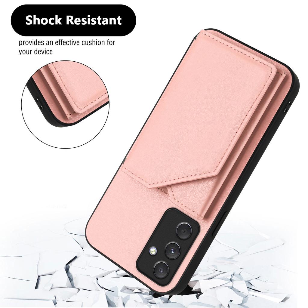 For Samsung Galaxy A54 5G Case Card Holder Kickstand Skin-Touch Phone Cover with Wrist Strap
