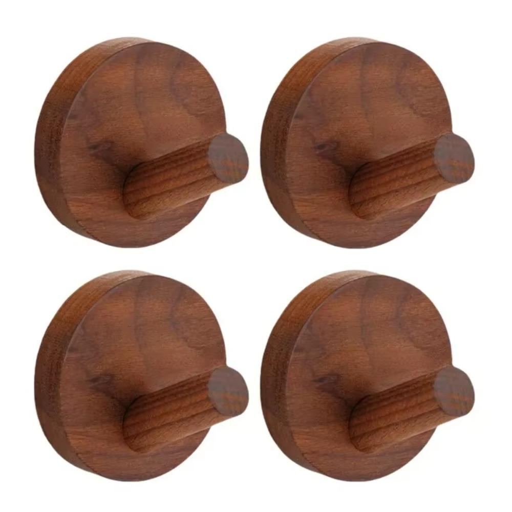 4pcs Solid Wood Wood Hook Beech Walnut Wood Wall Hook Robe Hook Towel Hook Clothes Storage