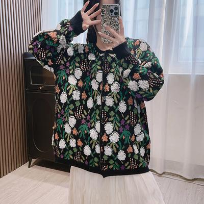 Осенне-зимний милый вышитый цветочный свитер женский свободный однобортный вязаный кардиган