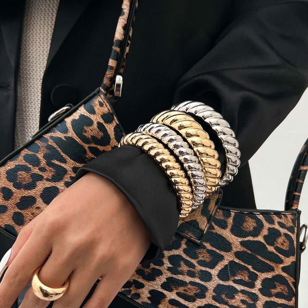 Толстый браслет с текстурой нити золото серебро женский ручной браслет ретро пружинный браслет мужчины женщины