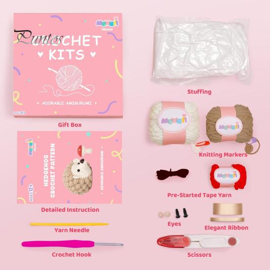 Полный набор для вязания крючком с животными для начинающих, предварительно начатые инструменты для ленточной пряжи, слон, собака, бабочка, лягушка, полный набор «сделай сам» для взрослых и детей