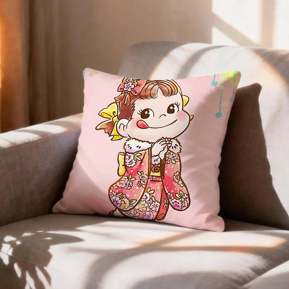 CUTE MMilky Peko Chan Pillow Case Pattern Printed Pillowcase For Living Room Sofa Cushion Cover