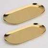 2pcs Oval Metal Jewelry Tray - Multifunctional Stainless Steel Cosmetic Storage Box, Bathroom Accessories Storage Box