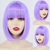 LISI HAIR Women Light Gray Hair with Bangs Synthetic Fiber Wig Cosplay Straight Bob Wig Shoulder Length Straight Bob Halloween Wig