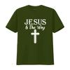 Jesus is the way God Religious T Shirt Black Large vintage Washed homme Soft Slightly Casual fashion graphic Unisex Comfortable