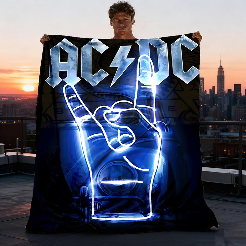 1pc AC/DC Outdoor Flannel Blanket, Lightweight Warm Cozy for Travel Camping Office Soft Polyester Fabric