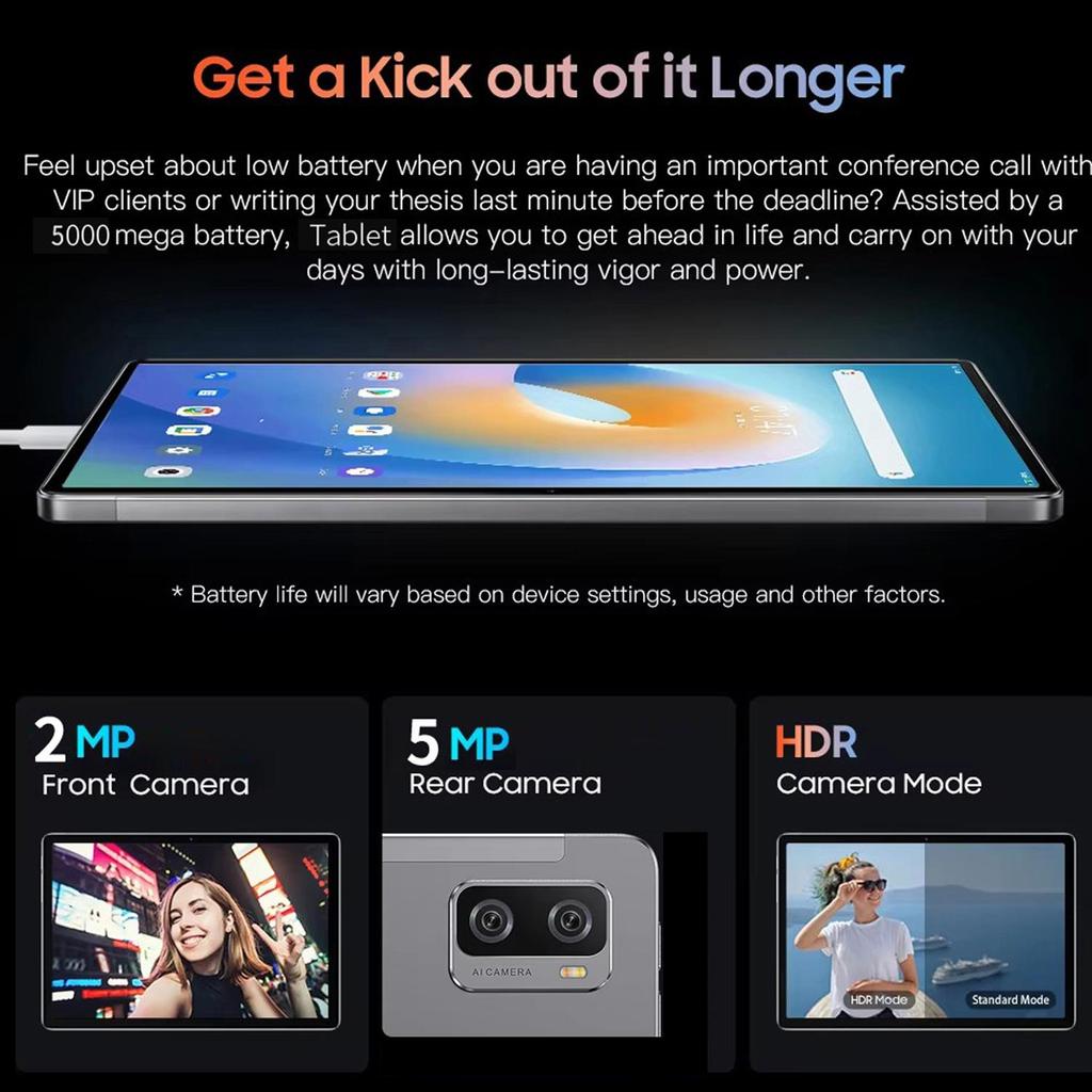 BDF Планшет P90 на Android 13 10.1" 1280x800 IPS 3G/4G SIM-карта Макс. 4 ГБ ОЗУ 64 ГБ ПЗУ 5000 мАч Type-C Металлический корпус Планшетный ПК Wi-Fi